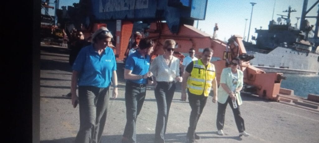 Officials from USAid and the World Food Program visit the port in Israel, on 11 July 2024.